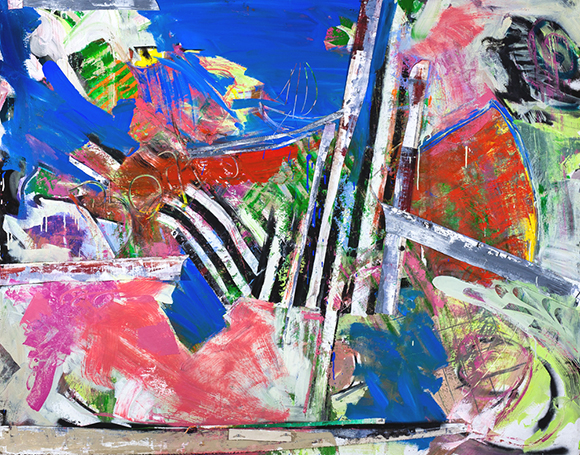 Regatta - Oil, spray paint, collage on canvas - 2018