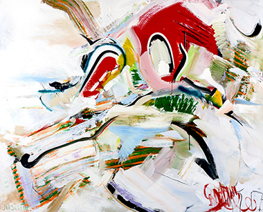 Charmer - Oil, spray paint on canvas. Artist Jonathan Suit 2018