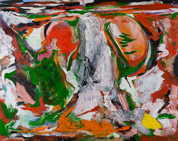 Garden - Oil, spray paint on canvas. Artist Jonathan Suit 2018